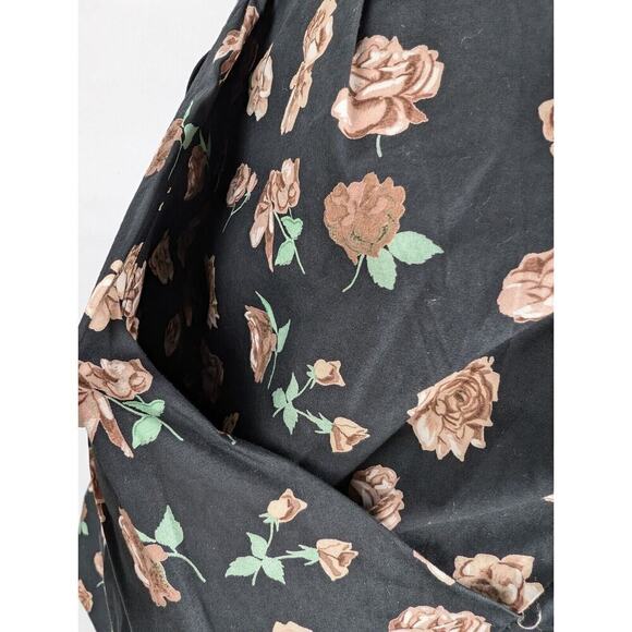 THAKOON Ruched Front Silk Floral Rose Black Brown Mini Skirt Sz 6 Retro - Picture 6 of 12